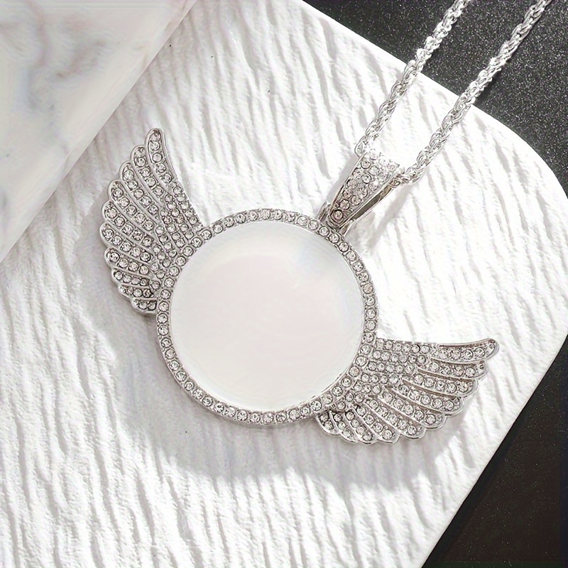 Men's & Women's Angel Wings Circular Medal Pendant Necklace